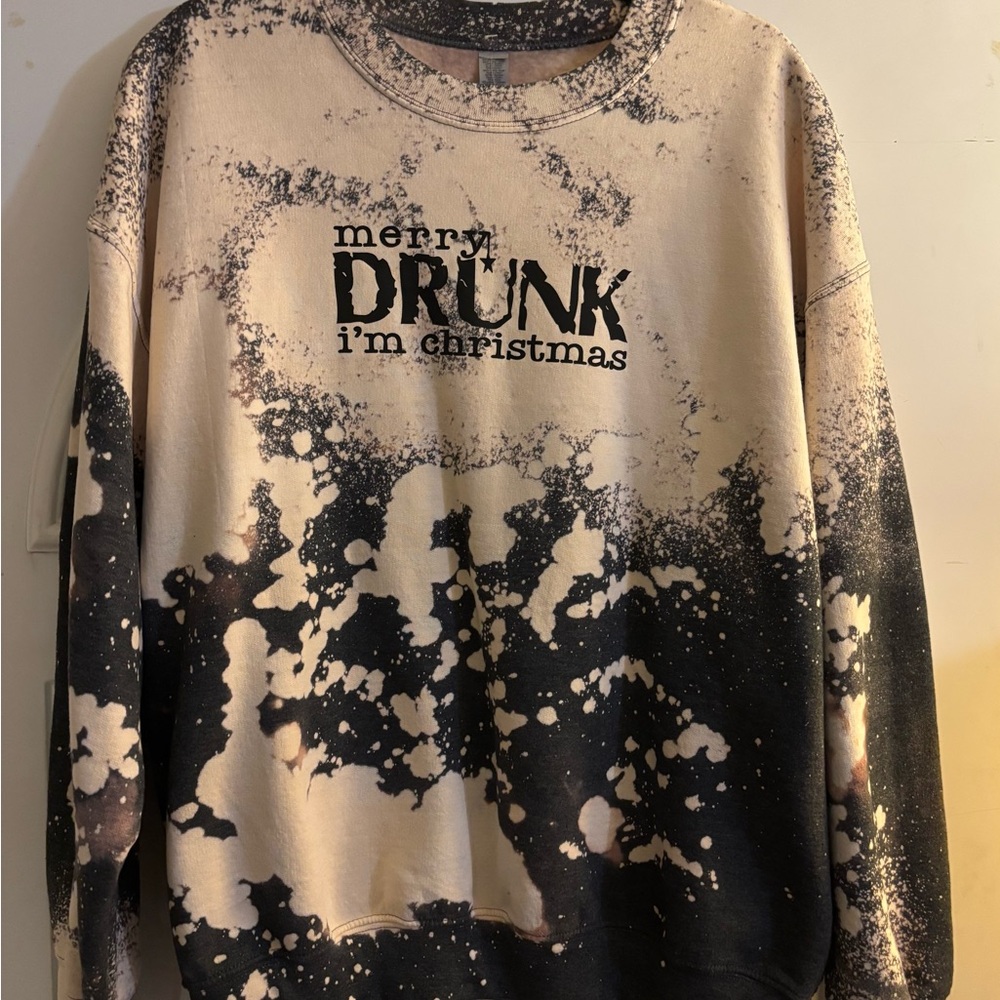 Merry Drunk I'm Christmas Sweater - Black and Cream